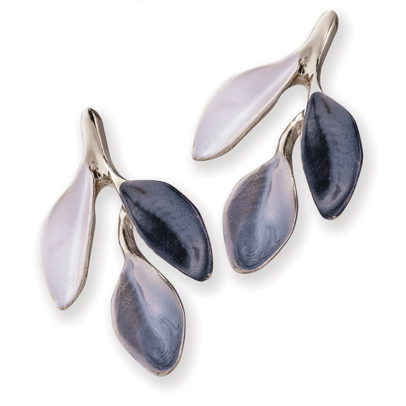 Olive Branch Earrings (silver-finished)